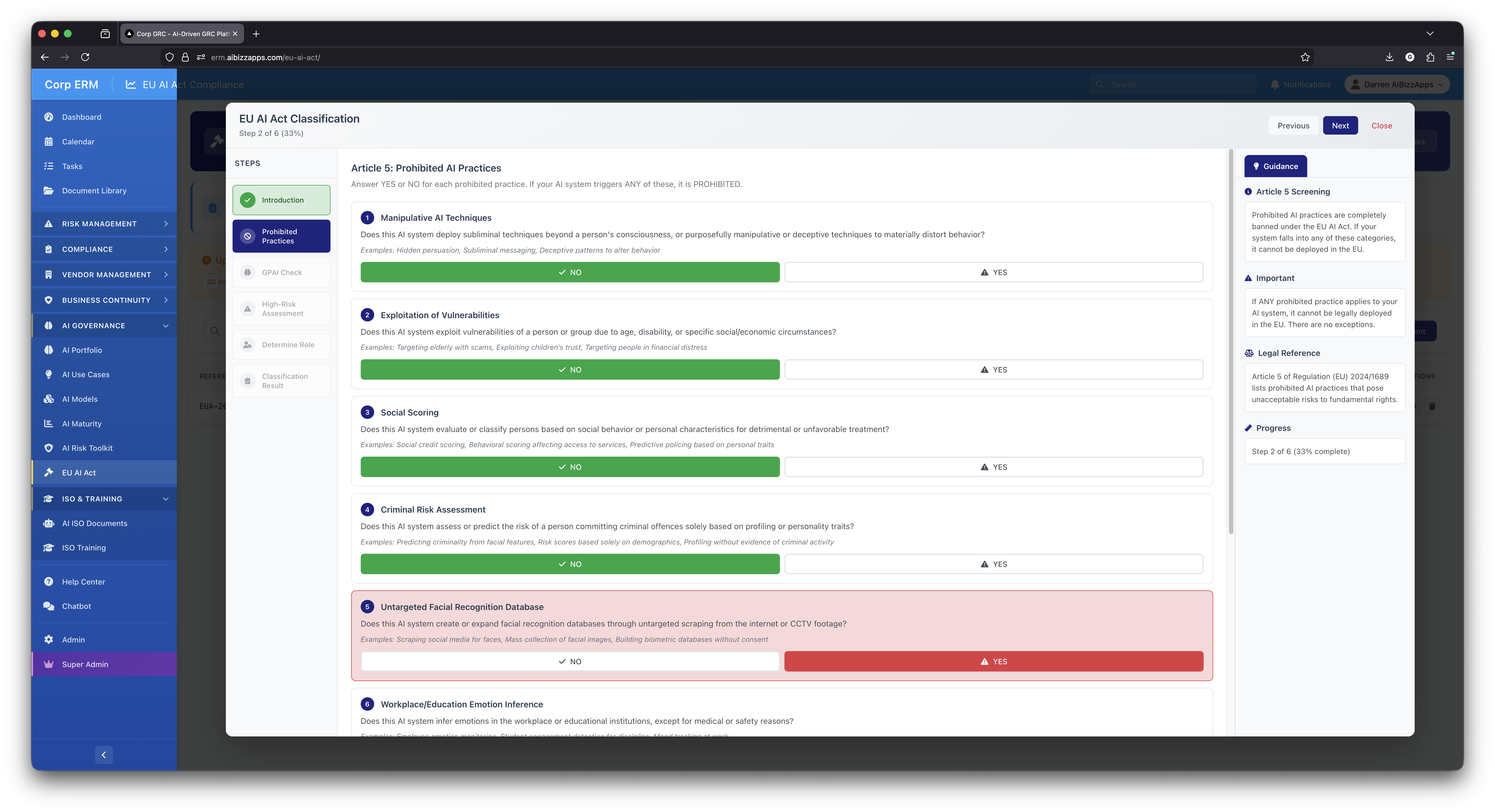 Prohibited Practice Flagged