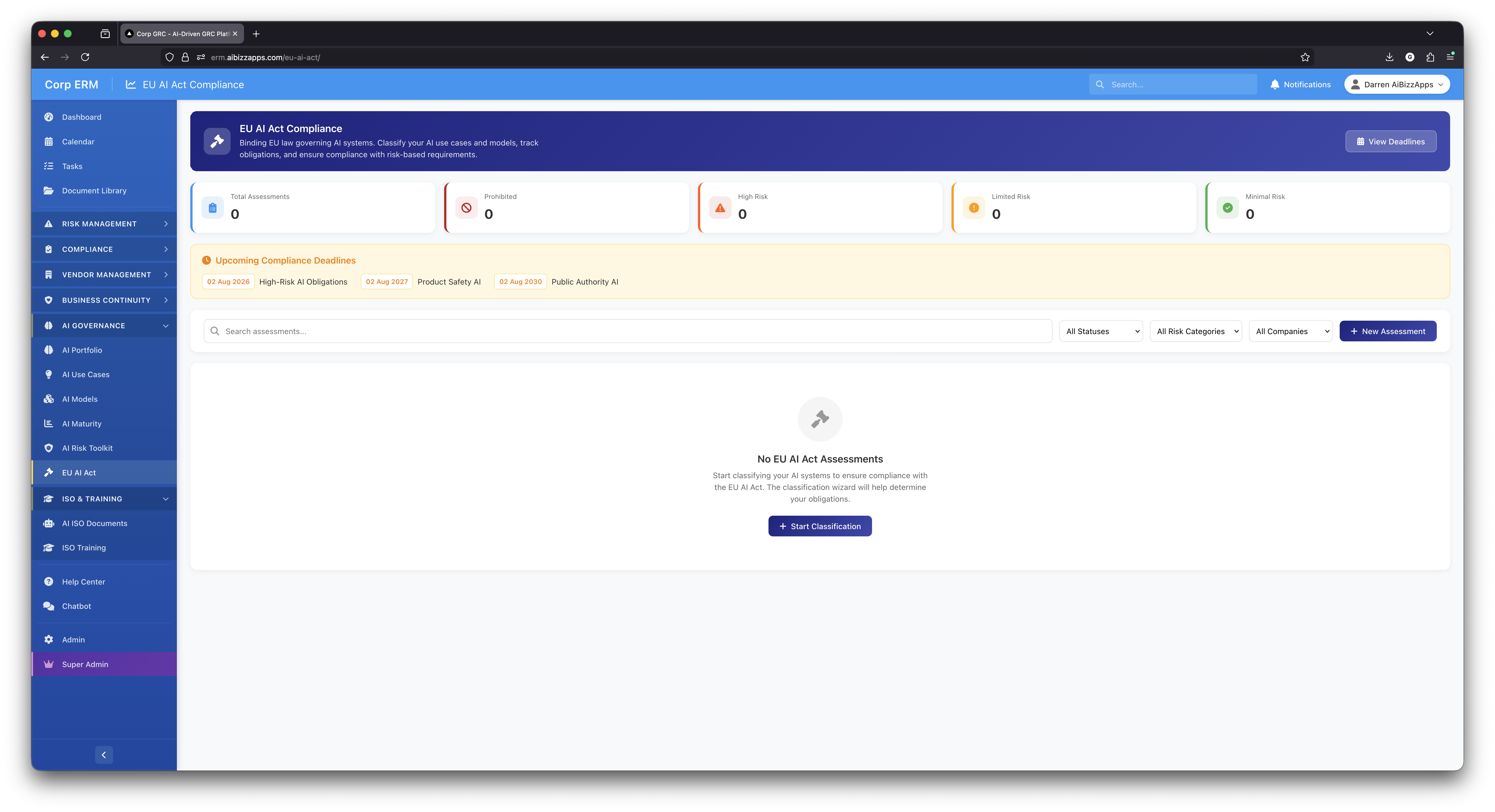 EU AI Act Compliance Dashboard
