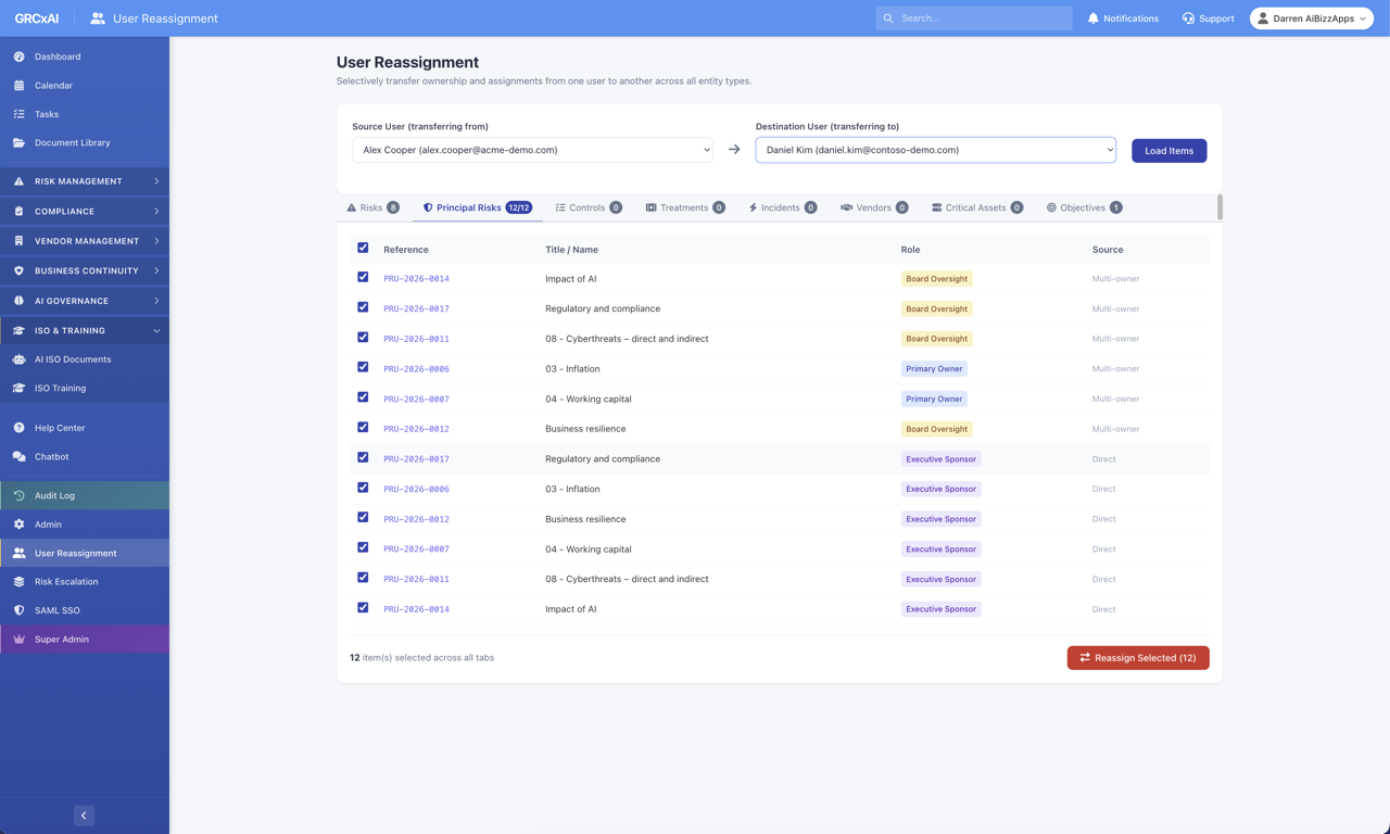 User Reassignment Wizard