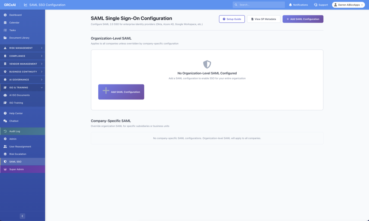 SAML SSO Configuration