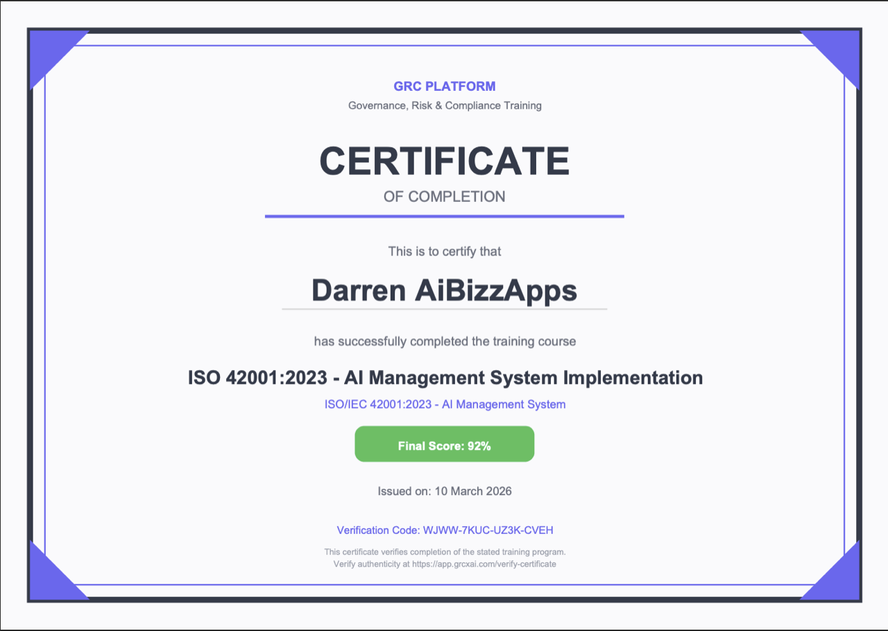 Training Certificate